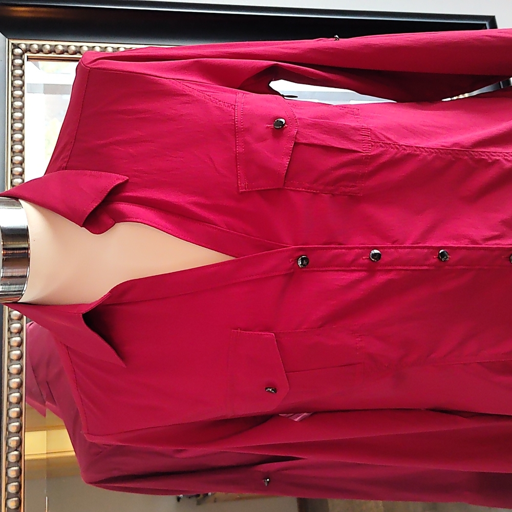 Express stretch faux button down
